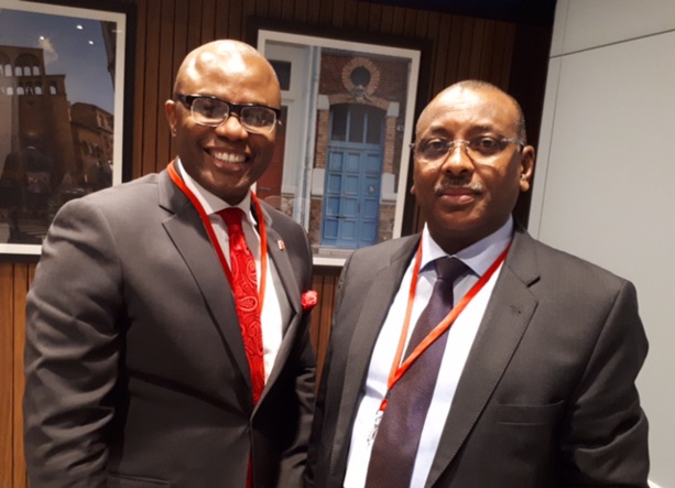 L’Administrateur exécutif et Directeur de UBA Africa Francophone, Emeke Iweriebor, avec Christian Georges Diguimbaye, Ministre tchadien des finances et du budget, lors du Forum sur le Plan National de Développement organisé récemment par le gouvernement tchadien à Paris, en France L’Administrateur exécutif et Directeur de UBA Africa Francophone, Emeke Iweriebor, avec Christian Georges Diguimbaye, Ministre tchadien des finances et du budget, lors du Forum sur le Plan National de Développement organisé récemment par le gouvernement tchadien à Paris, en France