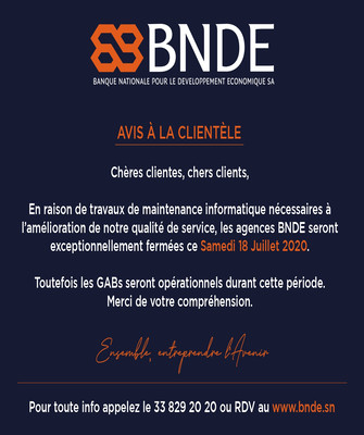Banques : Les agences de la Bnde seront fermées exceptionnellement ce samedi 18 juillet Banques : Les agences de la Bnde seront fermées exceptionnellement ce samedi 18 juillet