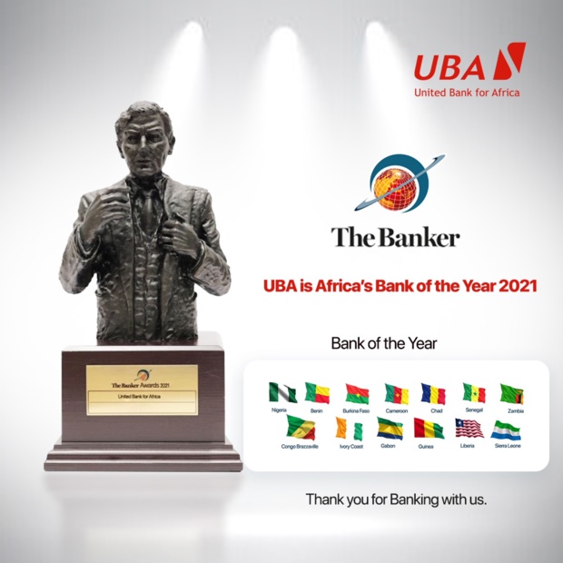 Edition 2021 du prix d’excellence décerné par le Banker Awards  de Financial Times : United Bank for Africa désignée « banque africaine de l’année »
