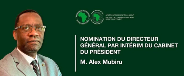 Banque africaine de développement  : Alex Mubiru nommé directeur général par intérim du cabinet du président