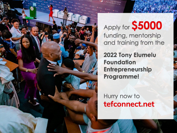 Promotion de l’entrepreneuriat : La Fondation Tony Elumelu lance les candidatures pour le programme Tef 2022 Promotion de l’entrepreneuriat : La Fondation Tony Elumelu lance les candidatures pour le programme Tef 2022