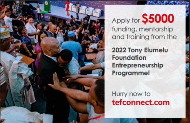 Programme d’entreprenariat 2022 : La fondation Tony Elumelu offre 5 000 dollars et des accompagnements non financiers aux jeunes et femmes africains Programme d’entreprenariat 2022 : La fondation Tony Elumelu offre 5 000 dollars et des accompagnements non financiers aux jeunes et femmes africains