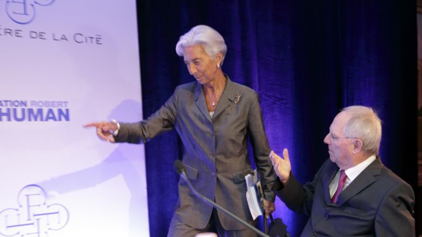 Christine Lagarde , directrice générale du FMI face à Wolfgang Schäuble, ministre des finances allemand Christine Lagarde , directrice générale du FMI face à Wolfgang Schäuble, ministre des finances allemand