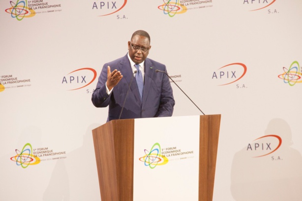 le président Macky Sall lors de l’ouverture officielle du premier forum économique de la francophonie le président Macky Sall lors de l’ouverture officielle du premier forum économique de la francophonie