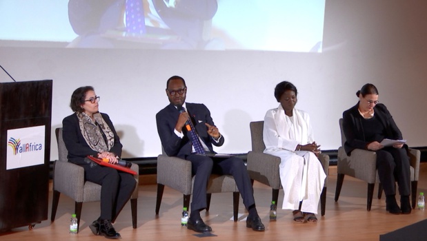 De gauche à droite Mme Salima Chafiki Présidente de la Cour régionale des Comptes de la Région de Rabat-Salé-kenitra, Amadou Mahtar BaPrésident exécutif de Alla Africa Global Media, Mme Ramata Almamy Mbaye directrice des sciences humaines et sociales à l'ICESCO et Mme Aawatif Hayar du Ministère de la Solidarité, de l’insertion sociale et de la famille du Royaume du Maroc De gauche à droite Mme Salima Chafiki Présidente de la Cour régionale des Comptes de la Région de Rabat-Salé-kenitra, Amadou Mahtar BaPrésident exécutif de Alla Africa Global Media, Mme Ramata Almamy Mbaye directrice des sciences humaines et sociales à l'ICESCO et Mme Aawatif Hayar du Ministère de la Solidarité, de l’insertion sociale et de la famille du Royaume du Maroc