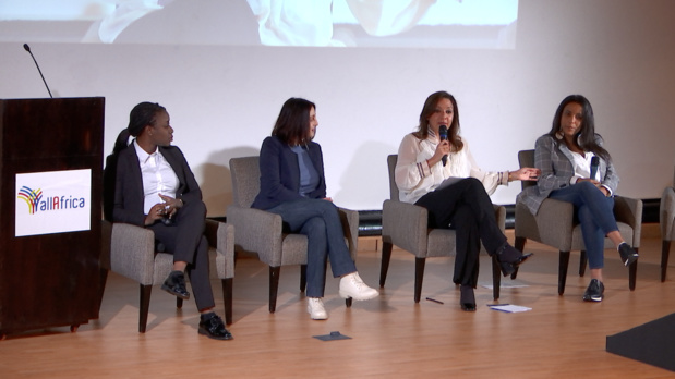 De gauche à droite Mme Salamba Diene  créatrice de BIOSENE SARL, Mme Salma Bensaid Dondatrice de Dialna Maroc, Mme Rachida kaaout Présidente du Haut Commissariat aux doasporas africane en France et Mme Isabelle Prigogine  Fondatrice de Virunga Blue Mountains