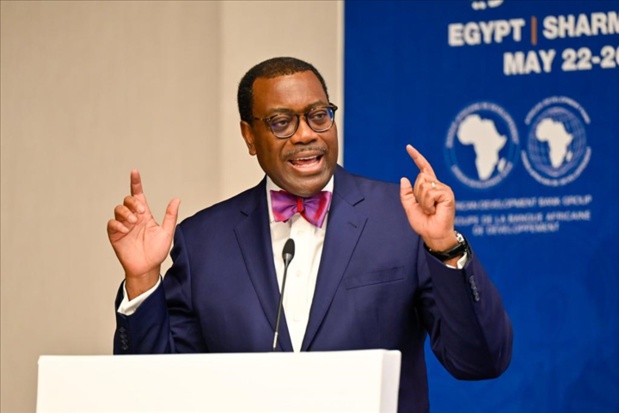 Akinwumi Adesina à la conférence de presse d'ouverture des assemblées annuelles de la Bad à Sharme El Sheikh en Egypte