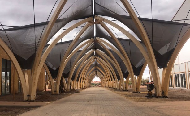 Une vue des chapiteaux installés dans le Centre de de conférence en construction pour les Assemblées Annuelles du FMI et de la Banque Mondiale prévues en octobre 2023 à Marrakech (Maroc) Une vue des chapiteaux installés dans le Centre de de conférence en construction pour les Assemblées Annuelles du FMI et de la Banque Mondiale prévues en octobre 2023 à Marrakech (Maroc)