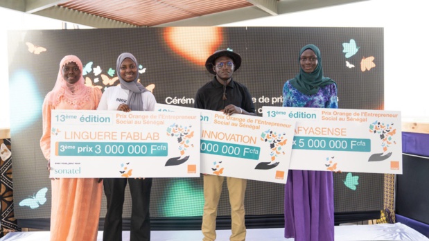 13ème édition du Prix Orange de l’entreprenariat social au Sénégal : Les trois lauréats se partagent 12 millions de FCFA de subvention 13ème édition du Prix Orange de l’entreprenariat social au Sénégal : Les trois lauréats se partagent 12 millions de FCFA de subvention