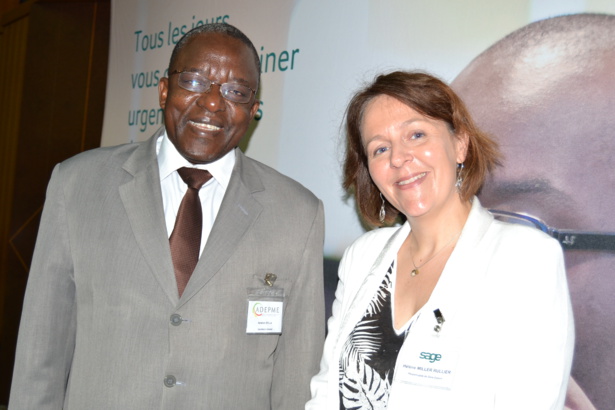 De gauche à droite, Ibrahima Sylla Secrétaire Général de l’ADEPMEet Helen Miller-Rullier, responsable Sage pour le Sénégal. De gauche à droite, Ibrahima Sylla Secrétaire Général de l’ADEPMEet Helen Miller-Rullier, responsable Sage pour le Sénégal.