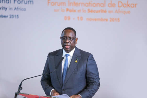 Macky Sall, président de la république du Sénégal à l`ouverture du Forum International sur la paix et la sécurité Macky Sall, président de la république du Sénégal à l`ouverture du Forum International sur la paix et la sécurité