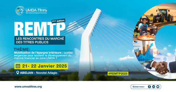 Rencontre du Marché des titres publics : La 7e édition prévue les 21 et 22 janvier 2025 à Abidjan Rencontre du Marché des titres publics : La 7e édition prévue les 21 et 22 janvier 2025 à Abidjan