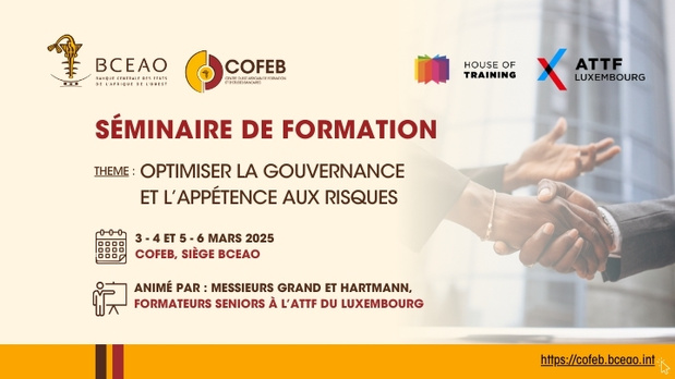 Centre ouest africain de formation et d’études bancaires : Lancement du séminaire sur l’optimisation de la gouvernance et l’appétence aux risques Centre ouest africain de formation et d’études bancaires : Lancement du séminaire sur l’optimisation de la gouvernance et l’appétence aux risques