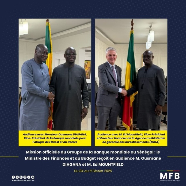 Mission officielle du Groupe de la Banque mondiale au Sénégal : Le Ministre des Finances échange avec Ousmane Diagana et Ed Mountfield