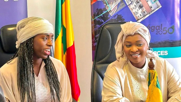 De gauche à droite, Mme Sokhna Maïmouna Diop  Directrice générale de NSIA Banque et Mme Ndeye Fatou Mbodj NSIA Administratrice Générale du FONGIP,