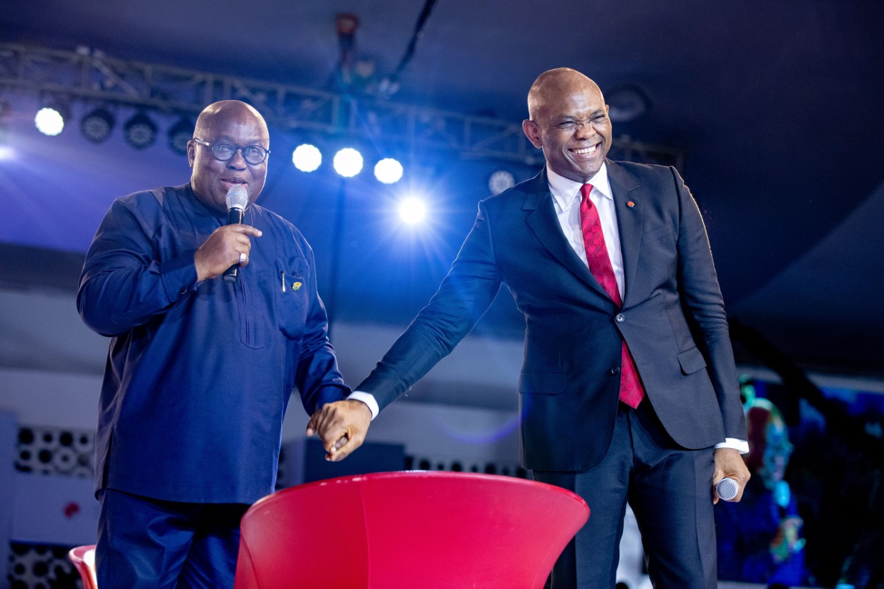 De gauche à droite : S.E. Nana Akufo-Addo Président de la République du Ghana,  et M. Tony O. Elumelu, promoteur de la Fondation Tony Elumelu, au Forum d’entreprenariat de TEF - 2018,