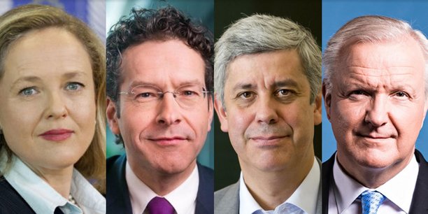 L'Espagnole Nadia Calviño, le Néerlandais Jeroen Dijsselbloem, le Portugais Mario Centeno et le Finlandais Olli Rehn sont pressentis comme les favoris pour la direction générale du FMI. (Crédits : Reuters)