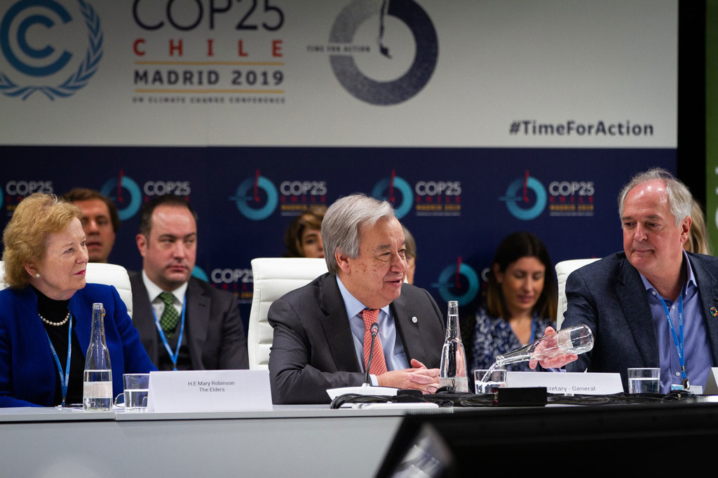 CCNUCC Le Secrétaire général de l'ONU, António Guterres, prend la parole lors de la réunion de haut niveau sur la protection du climat à la COP25 - la Conférence des Nations Unies sur le changement climatique organisée à Madrid