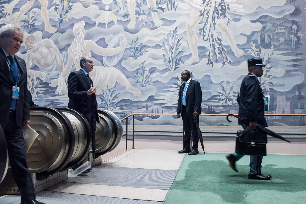 Photo ONU/Kim Haughton Scène au siège des Nations Unies à New York lors du débat général de l'Assemblée générale en 2018.