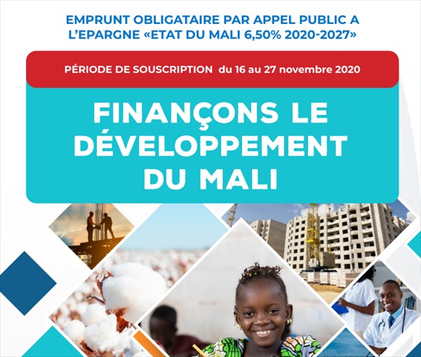 Appel Public à l’Epargne: Le Mali lance un emprunt obligataire de 100 milliards de FCFA sur le marché financier Appel Public à l’Epargne: Le Mali lance un emprunt obligataire de 100 milliards de FCFA sur le marché financier