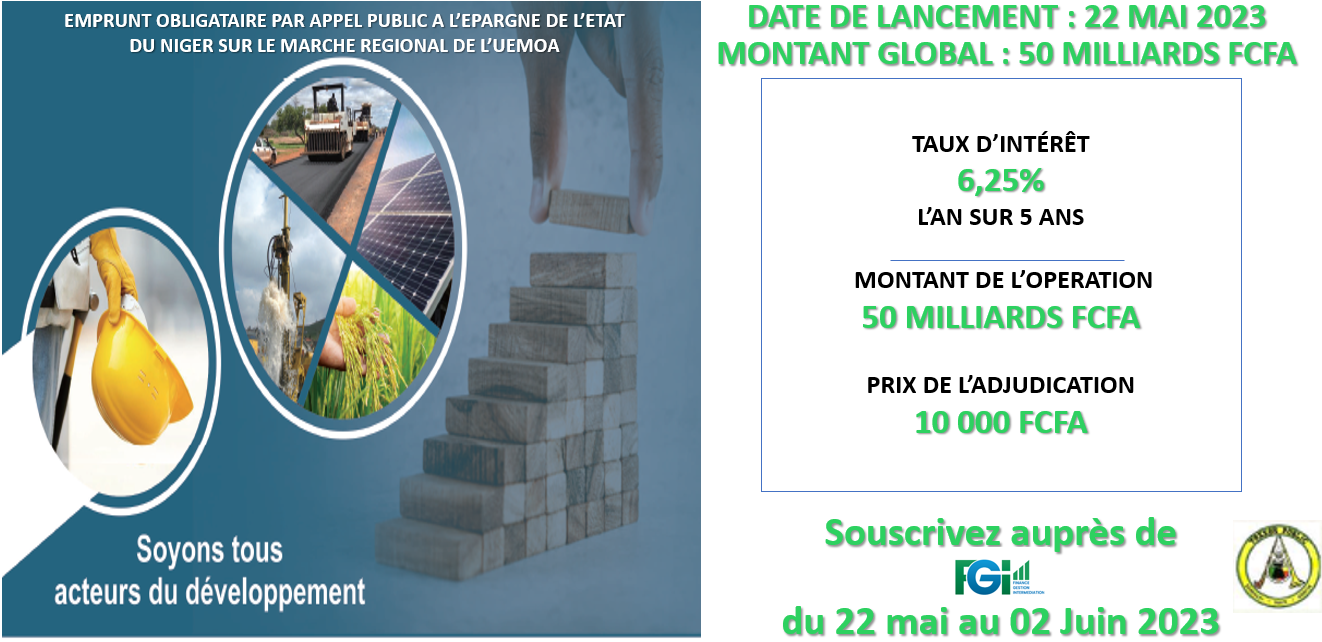 BRVM : La première cotation d’un emprunt obligataire du Niger de 23,200 milliards fixée au 9 avril 2024. BRVM : La première cotation d’un emprunt obligataire du Niger de 23,200 milliards fixée au 9 avril 2024.