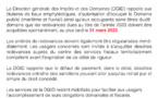 Communiqué de presse de la Direction Générale des Impôts et Domaines